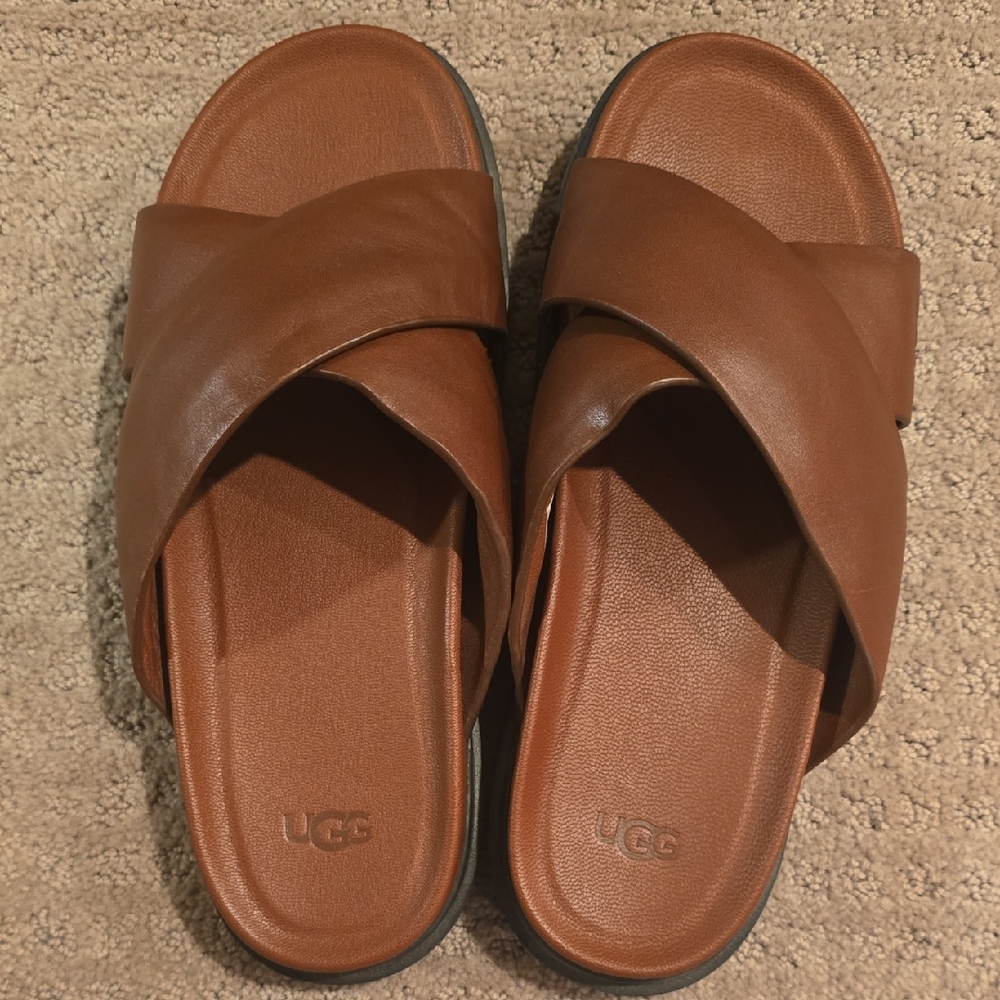 UGG Tan Cross-Band Slides